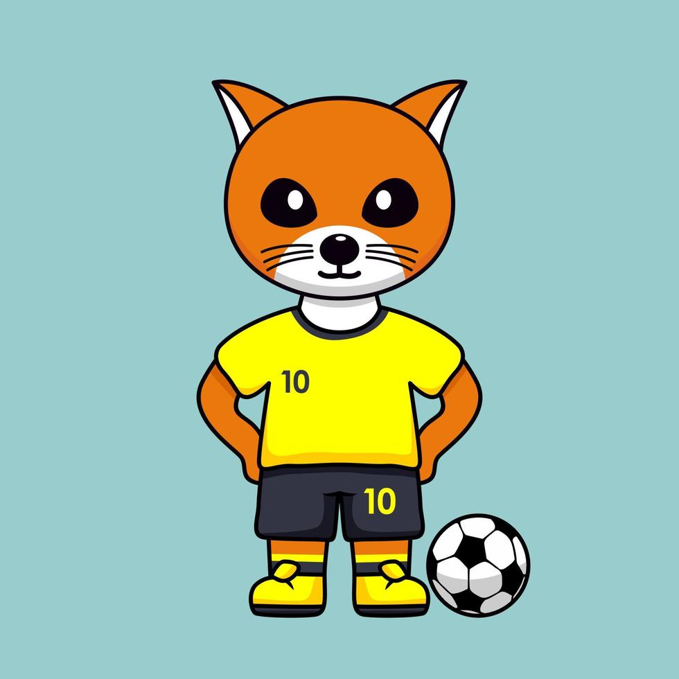 ilustración vectorial del personaje animal que lleva una camiseta de fútbol en la copa del mundo vector