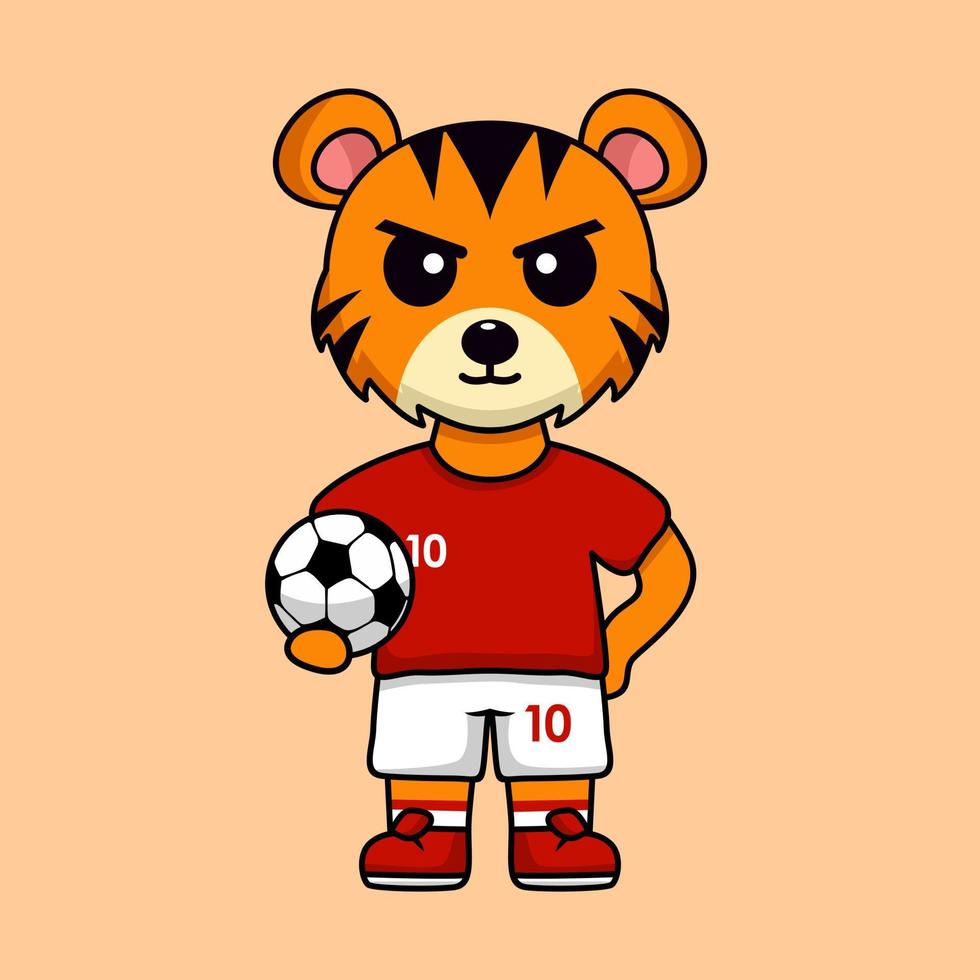 ilustración vectorial del personaje animal que lleva una camiseta de fútbol en la copa del mundo vector