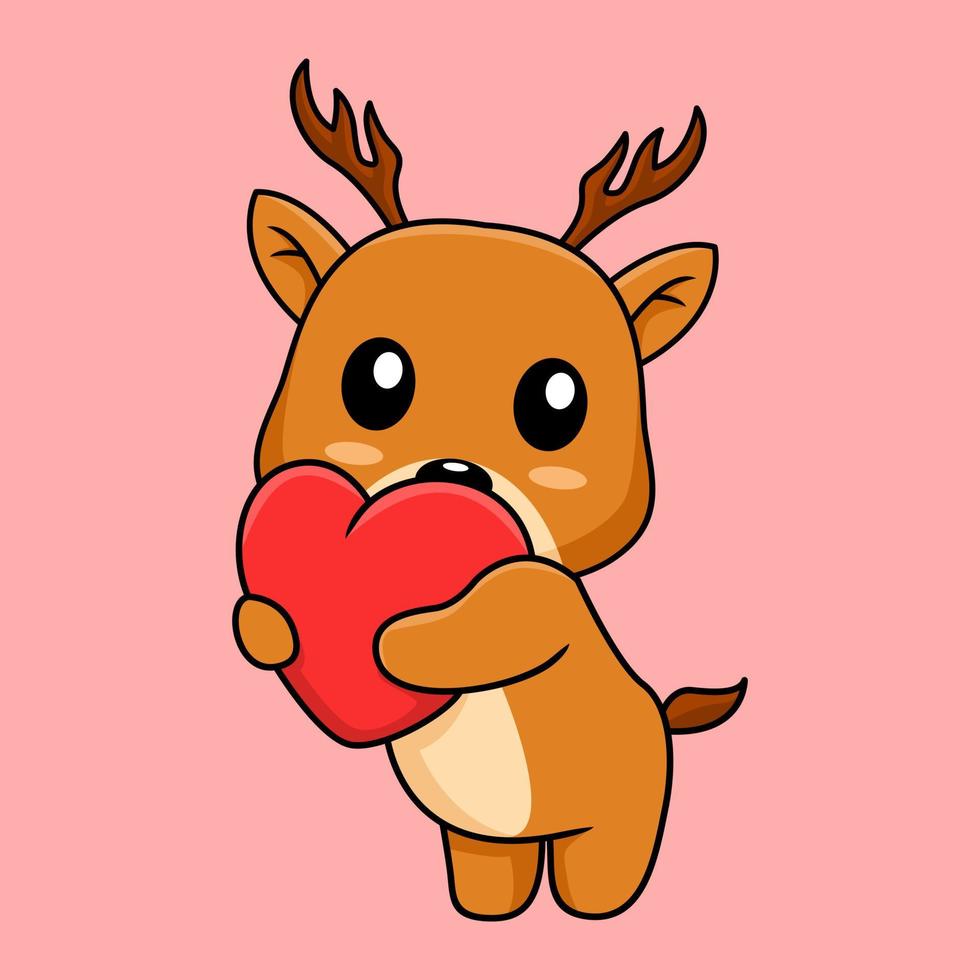 Vector illustration of cute deer cartoon character