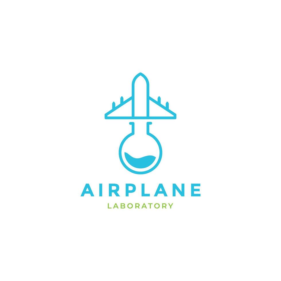 airplane with laboratory glass modern logo design vector