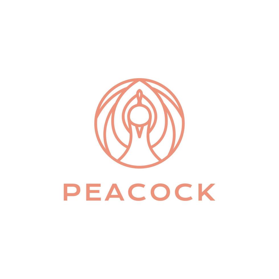 bird peacok geometric lines minimalist logo design vector