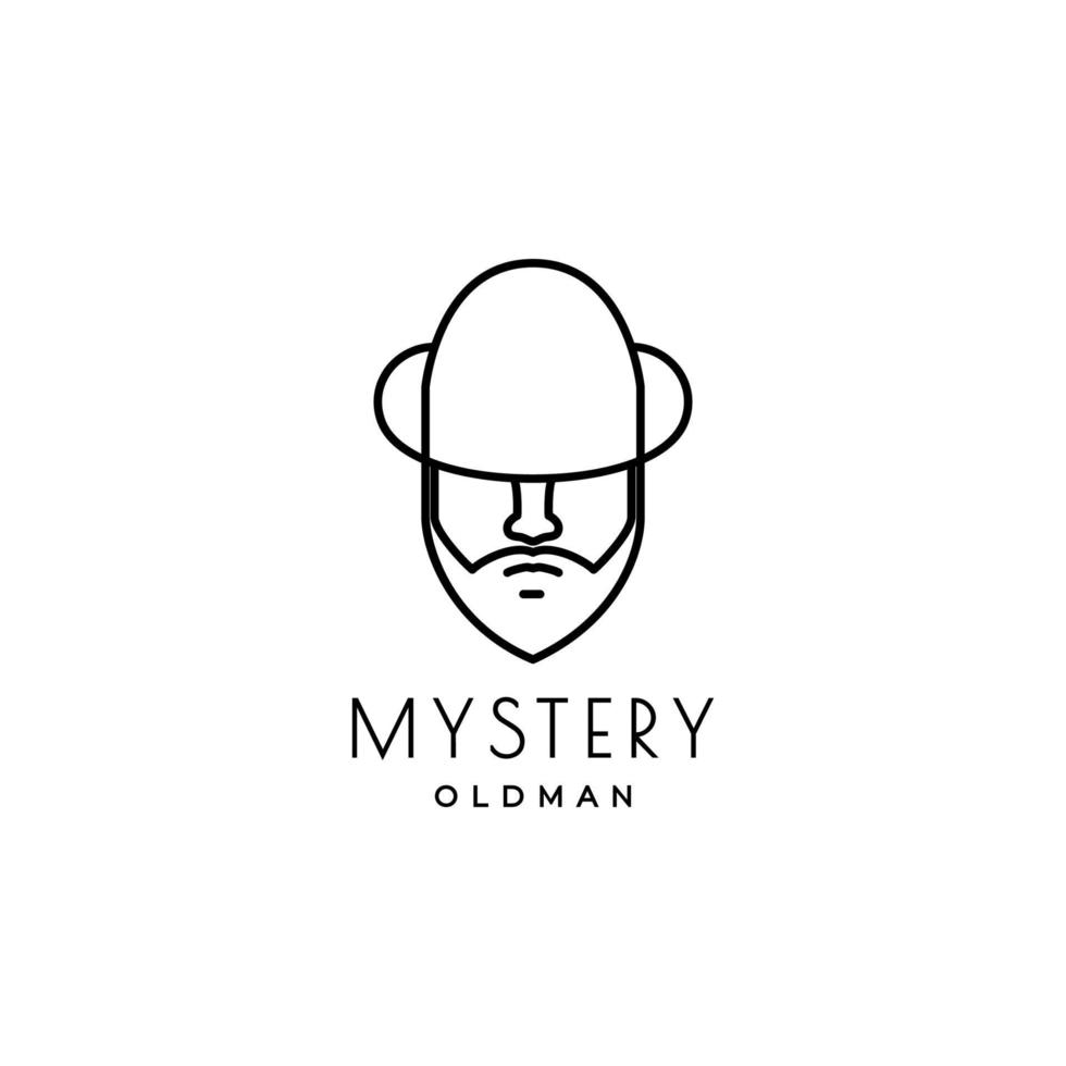 anciano con sombrero línea misteriosa vector de diseño de logotipo minimalista