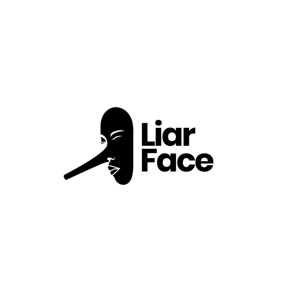 vector de diseño de logotipo de nariz larga de cara de mentiroso de máscara