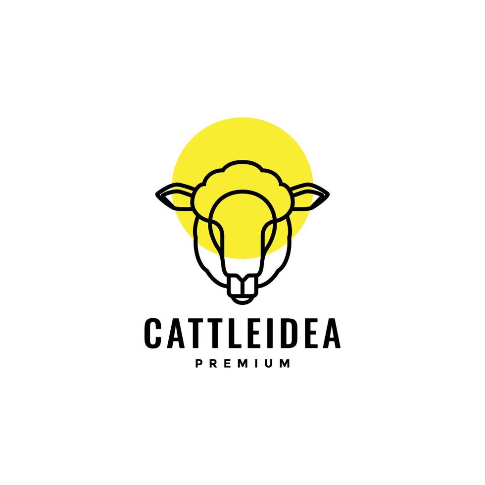cabeza de oveja con idea de lámpara iluminación vector de diseño de logotipo mínimo