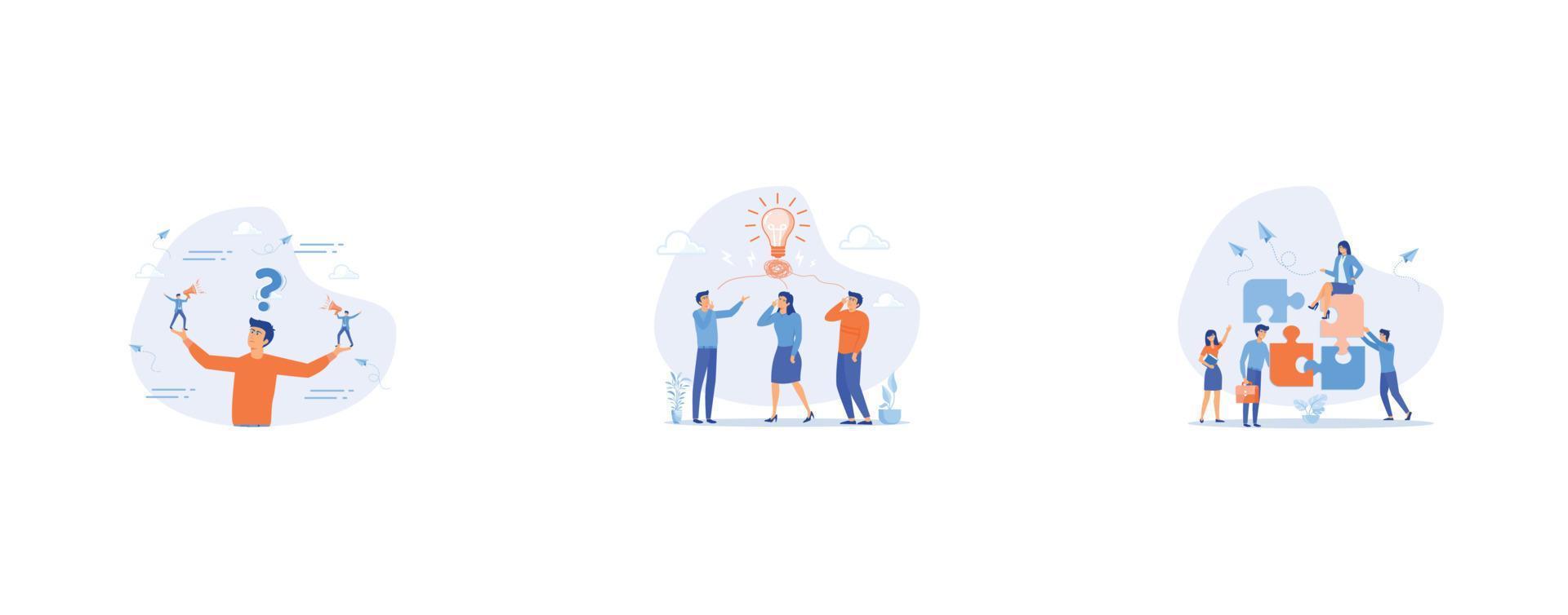 Dilemma or moral conflict, Brainstorming idea, increase value and workplace motivation concept, set flat vector modern illustration