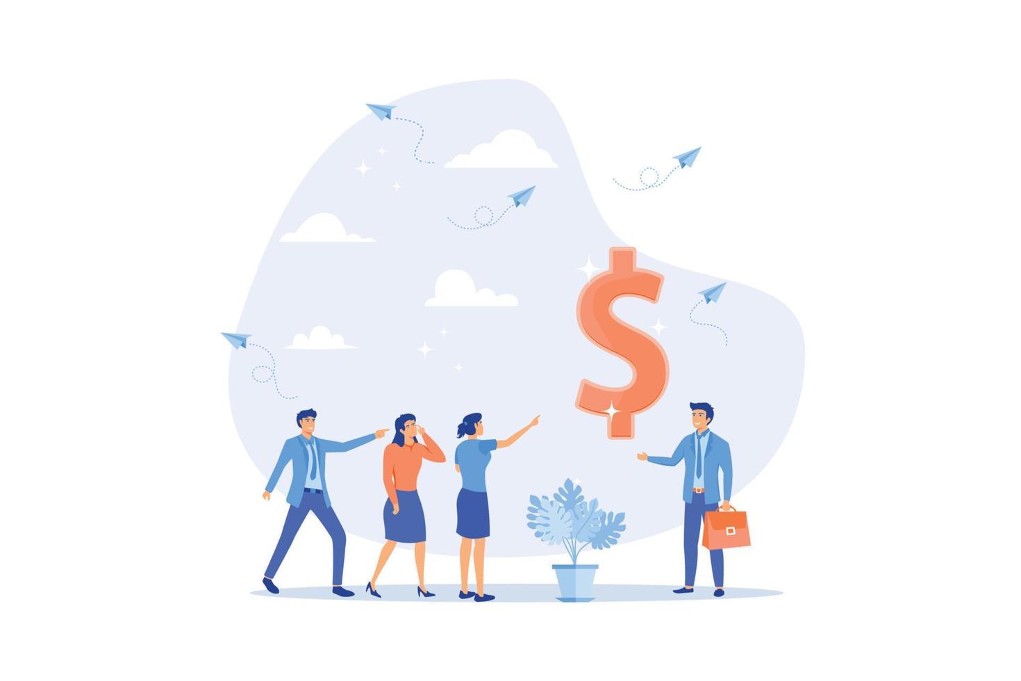 Money advice or financial advisor, investment consultant to suggest on wealth management to make profit from investing, income and savings concept, flat vector modern illustration