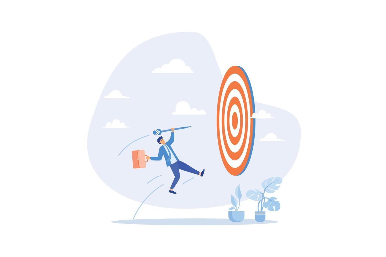 Focus on business goal, reaching target or achievement, achieve business objective or purpose, motivation to success concept, flat vector modern illustration