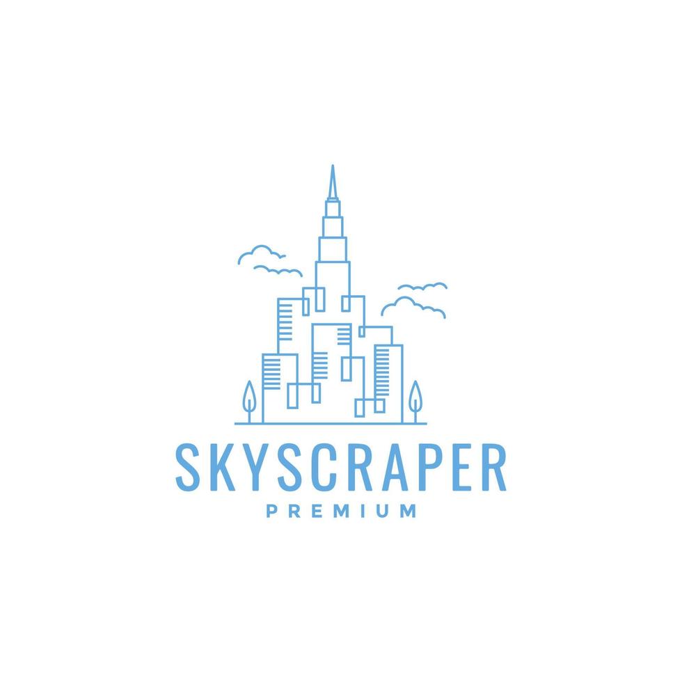 skyscrapper minimalist line modern logo design vector