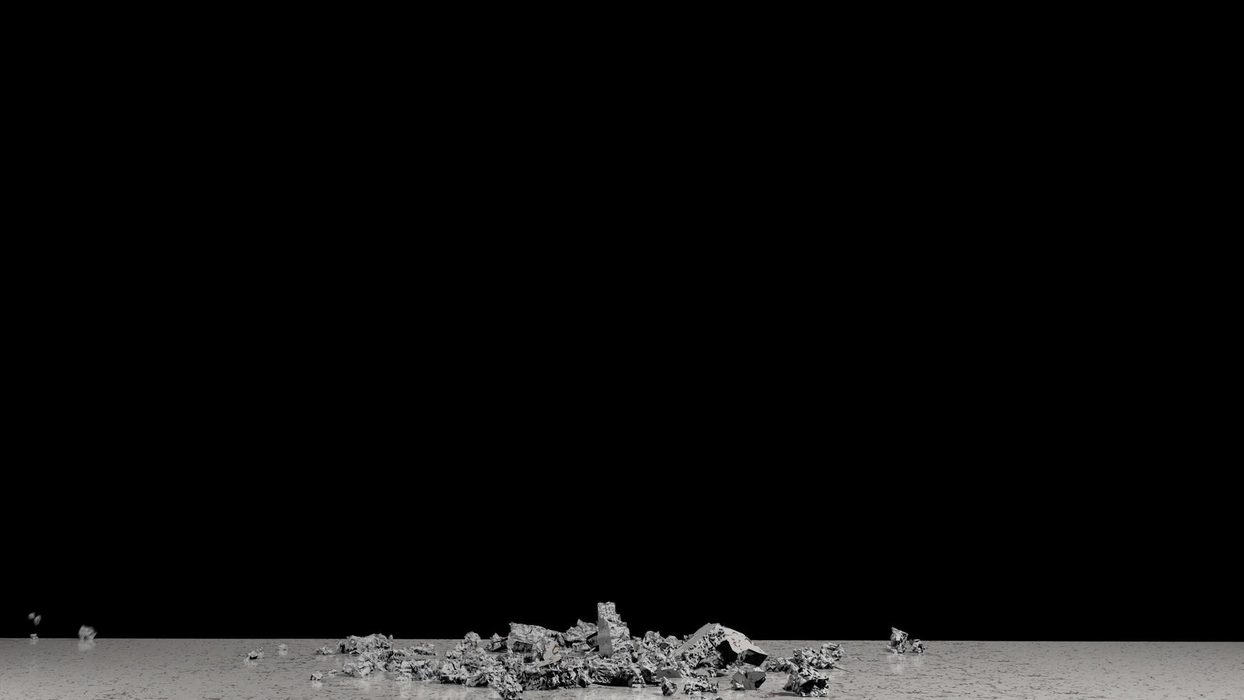 Ground Collapse Effect on Black Background. 3D Illustration design. photo