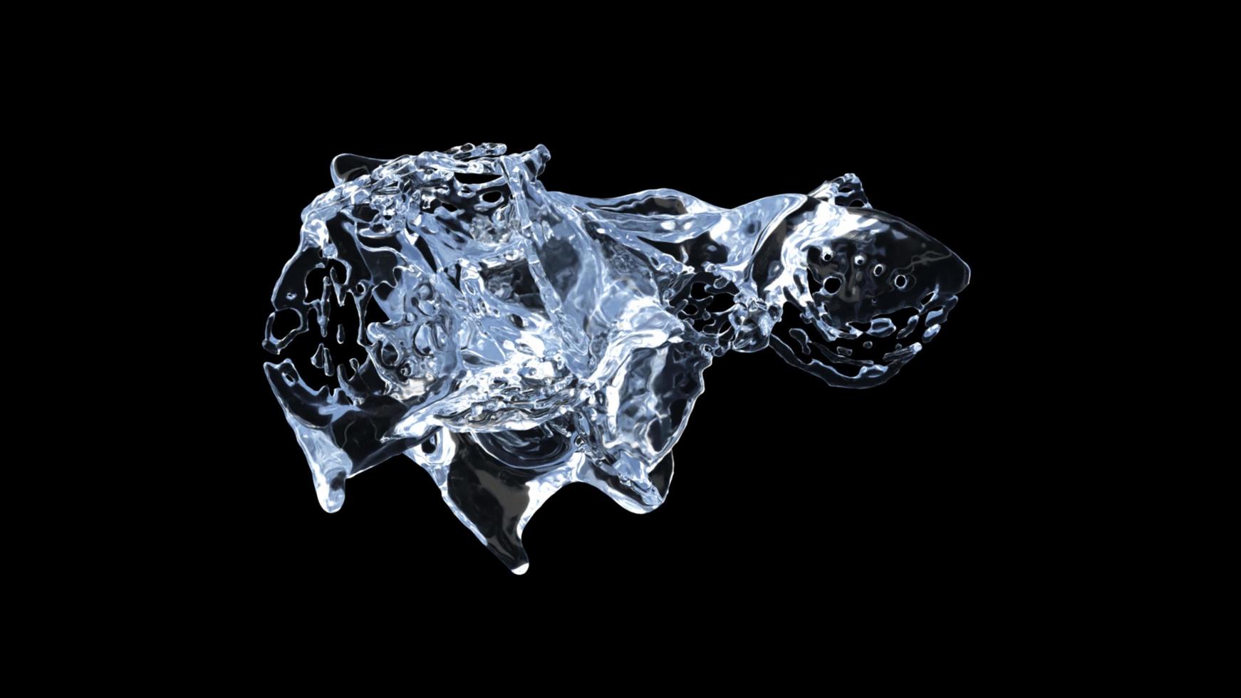 Water Splash with droplets on black background. 3d illustration. photo