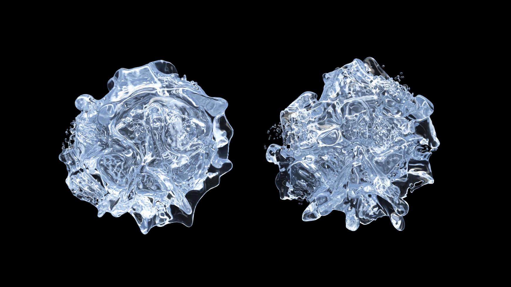 Water Splash with droplets on black background. 3d illustration. photo