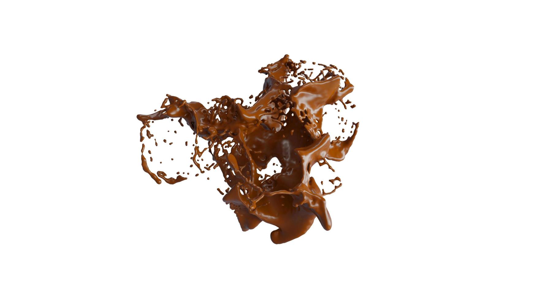 Chocolate Splash with droplets 3d rendering. 3d illustration. photo