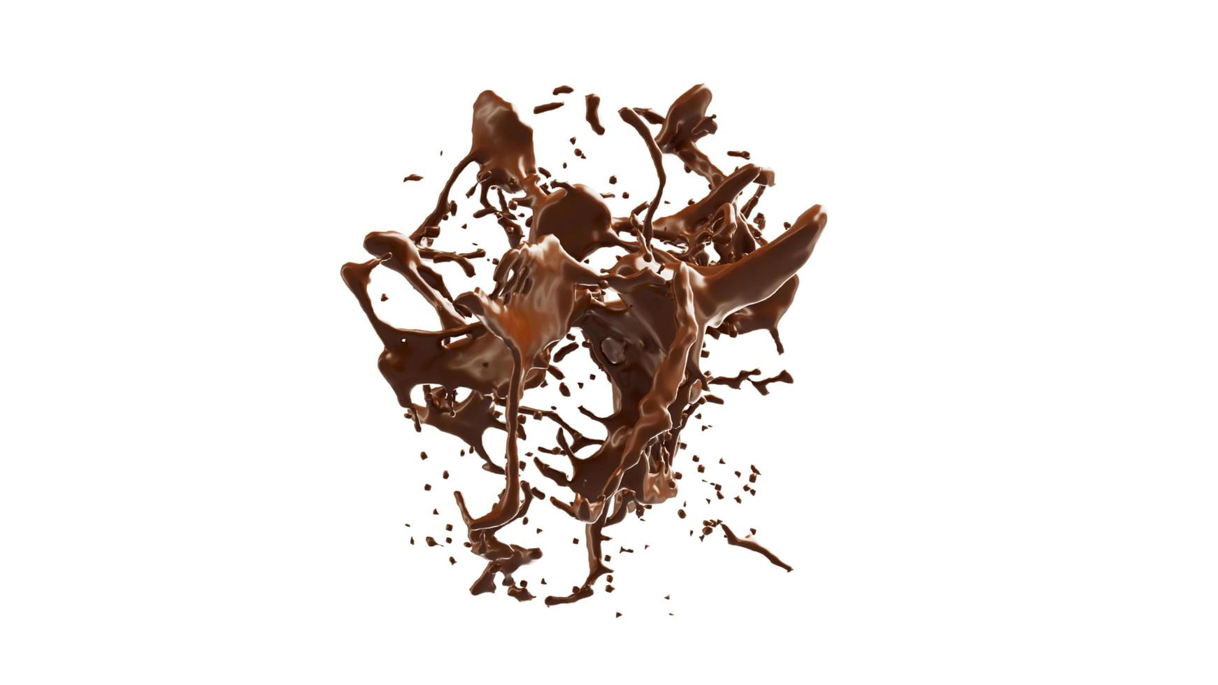 Chocolate Splash with droplets 3d rendering. 3d illustration. photo