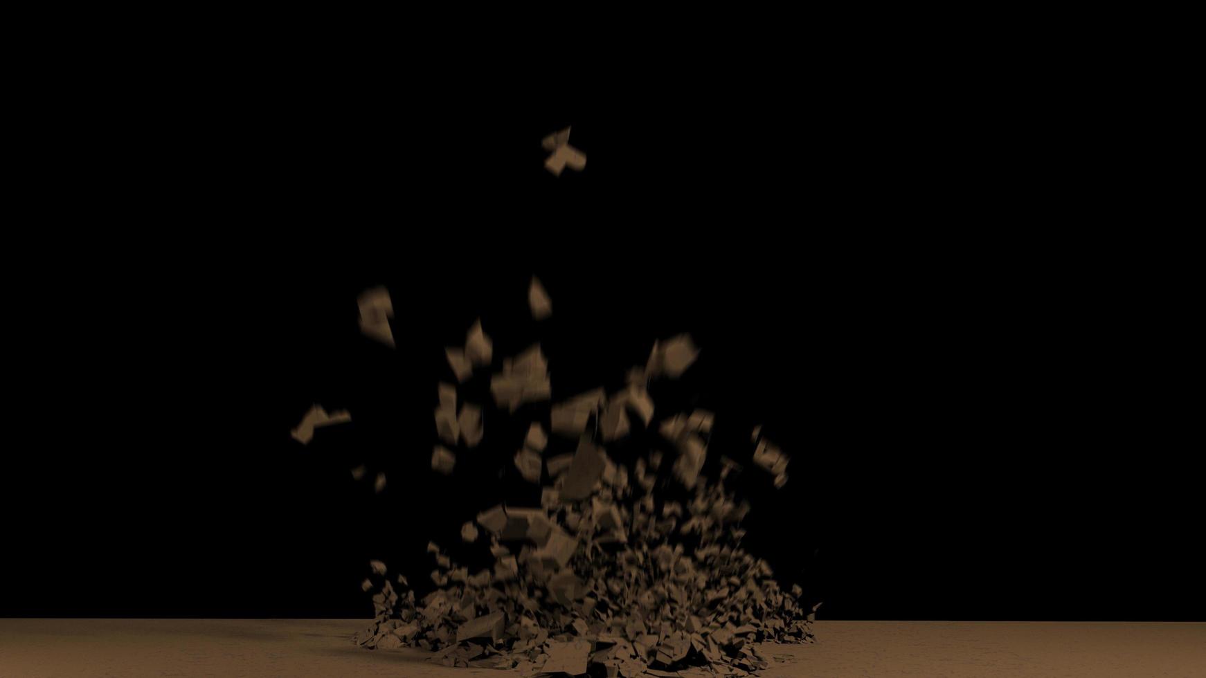 Ground Collapse Effect on Black Background. 3D Illustration design. photo