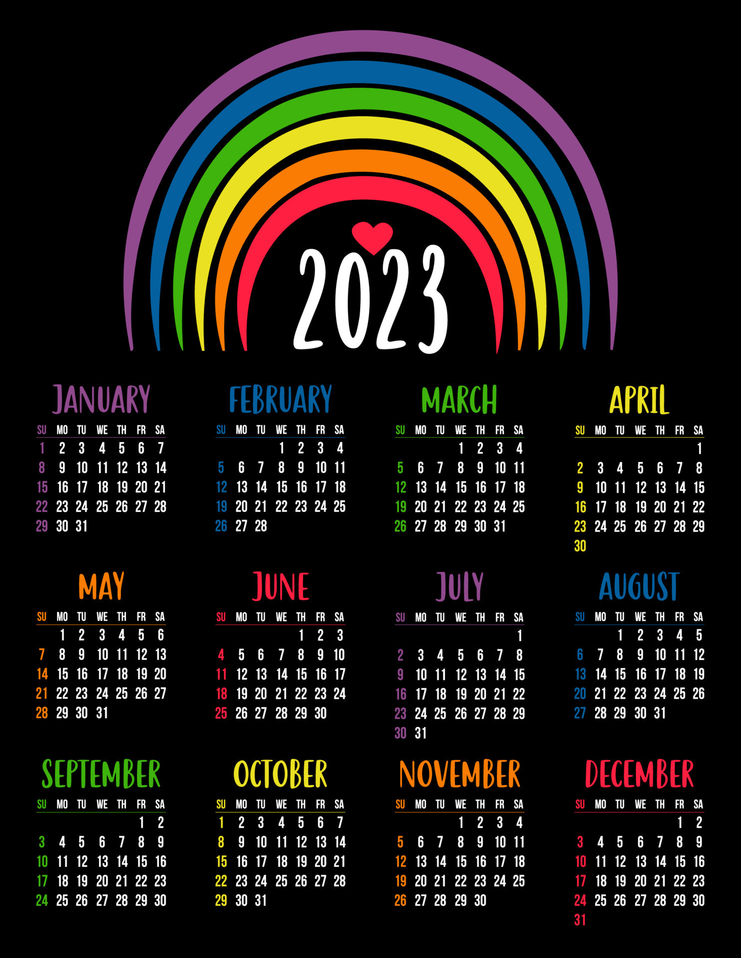 Calendario 2023 Con S mbolo Lgbtq Con Arco Iris Colores Del Arco Iris calendario-2023-con-s-mbolo-lgbtq-con-arco-iris-colores-del-arco-iris