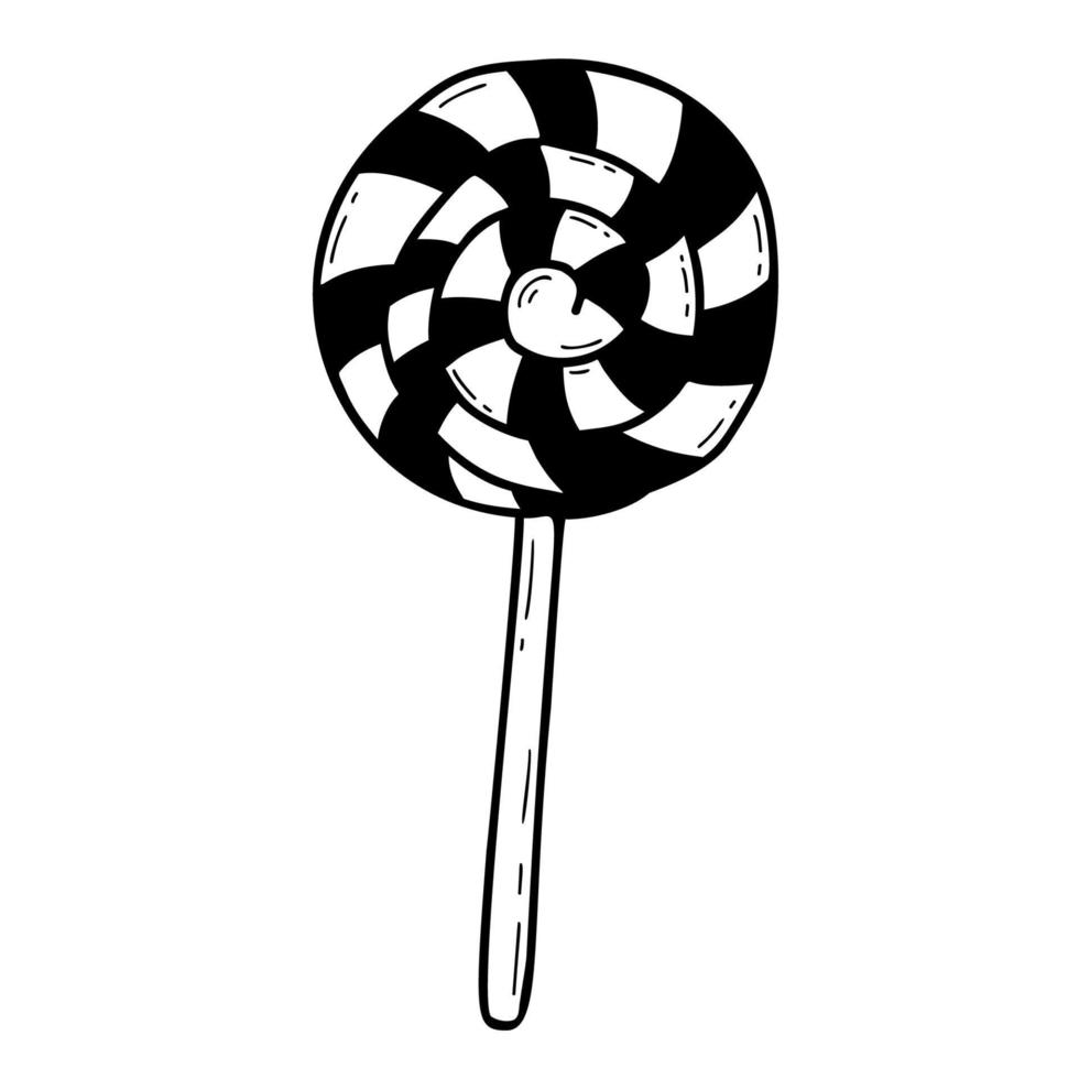 Sweetness. Lollipop candy. Vector hand drawing in doodle style. For holiday decor, design, decoration and printing .
