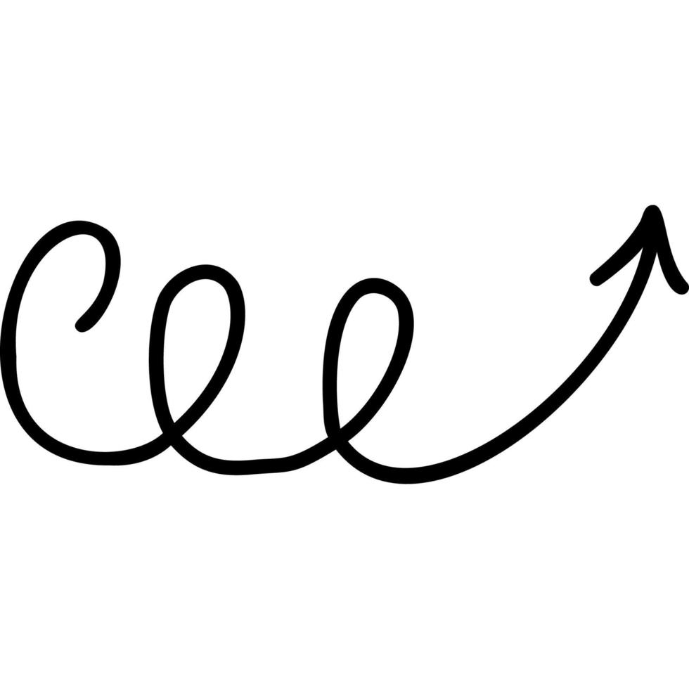 Sign. Curve arrow. hand drawn doodle vector