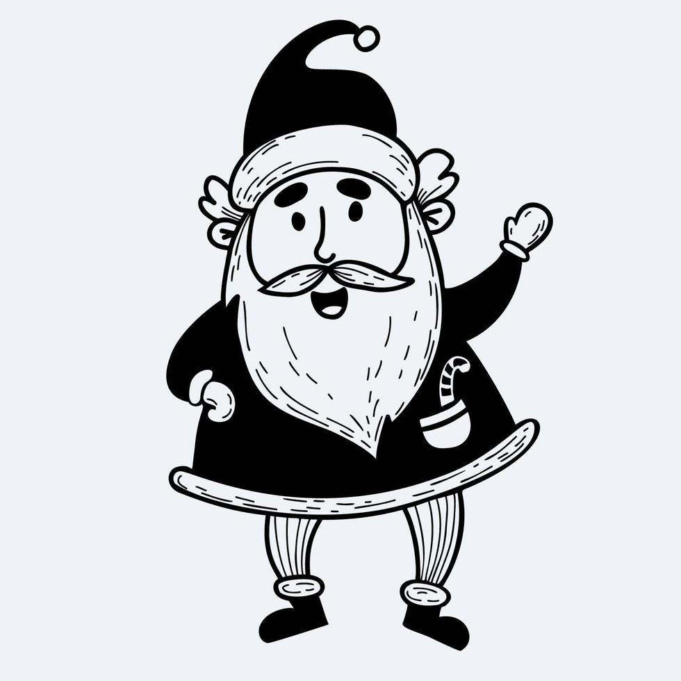 Cute Santa Claus. father christmas cartoon. Vector illustration. hand drawing, doodle for Christmas and New Year decor, cards, congratulations and print.