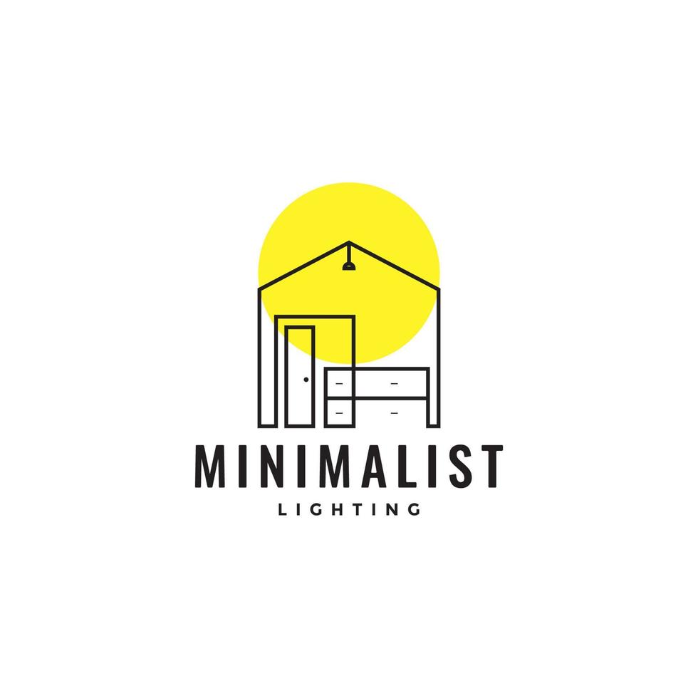 líneas de iluminación interior diseño de logotipo minimalista vector