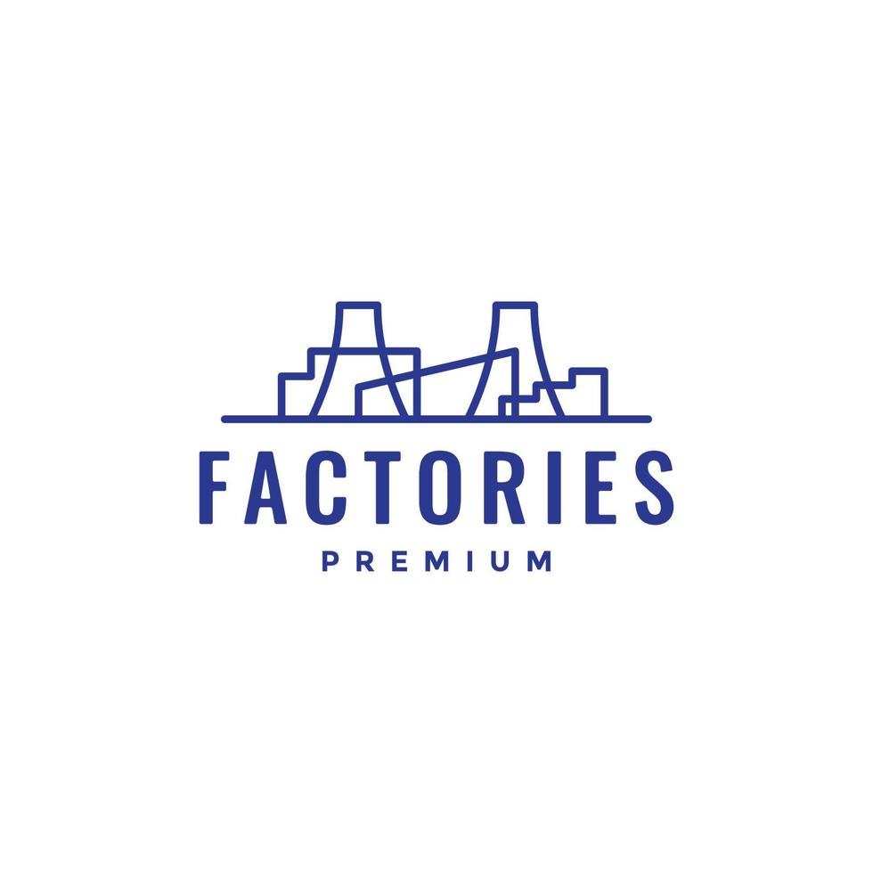 diseño de logotipo de edificio minimalista de líneas industriales de fábrica vector