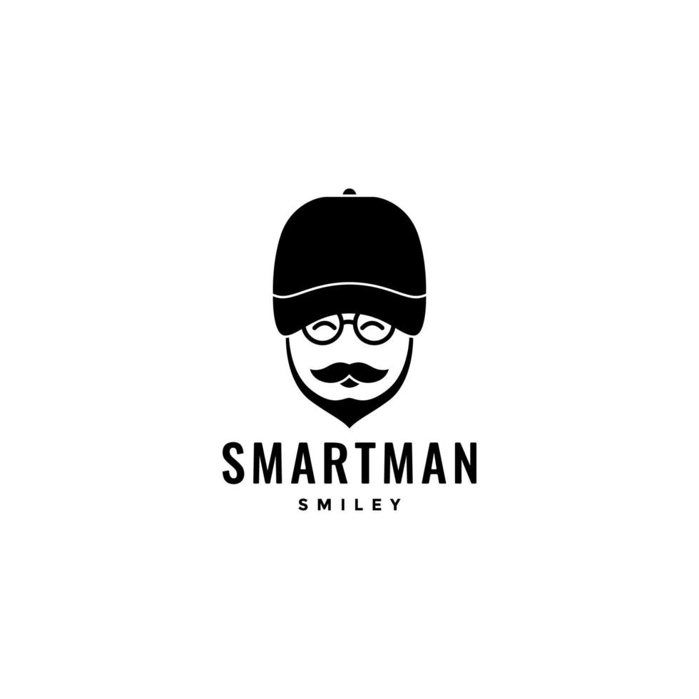 smart man with hat sunglasses mascot logo design vector