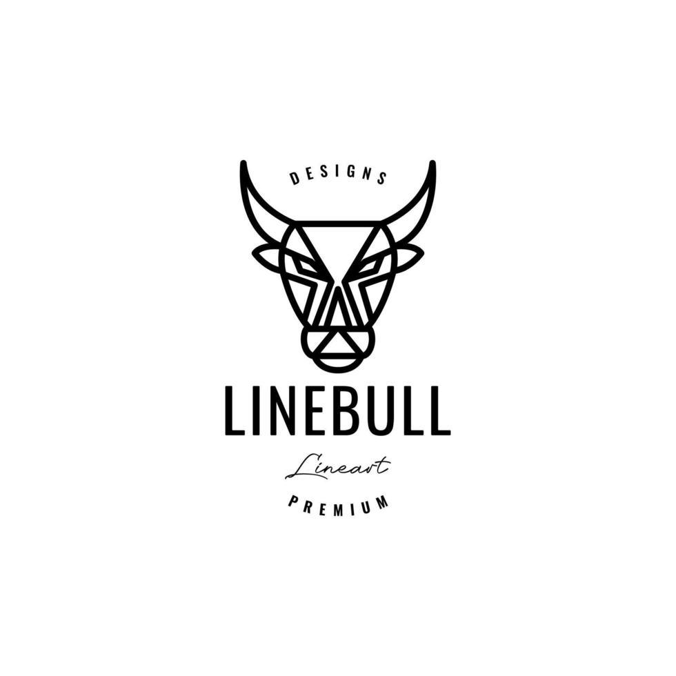 diseño de logotipo de polígono de línea de cuerno largo de toro de cabeza vector