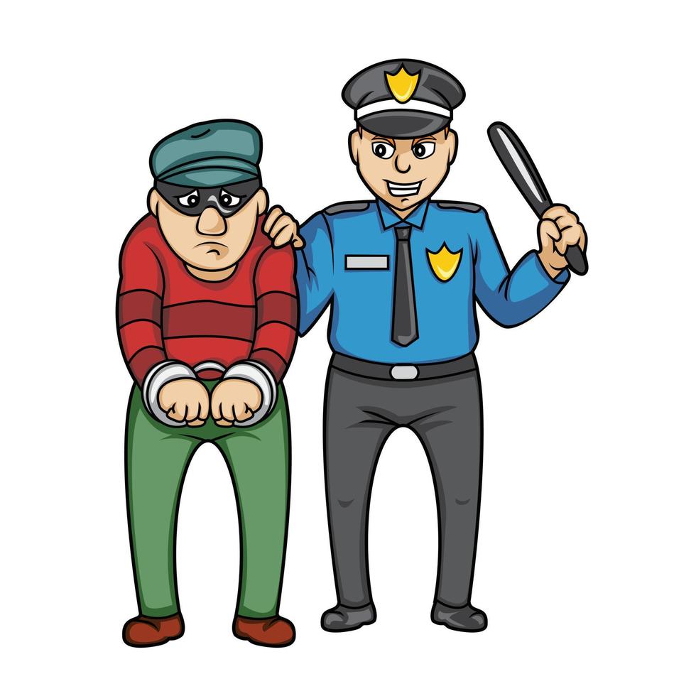 ilustración de policía y bandido vector