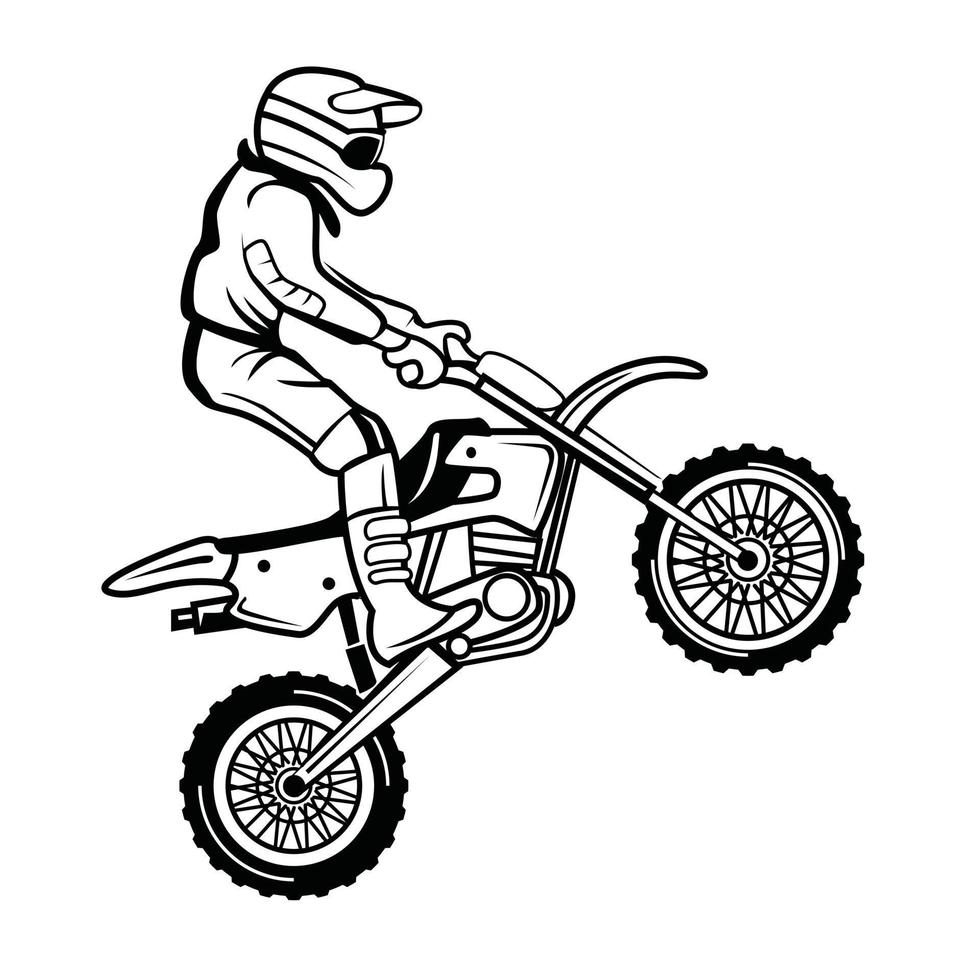 motocross blanco y negro vector