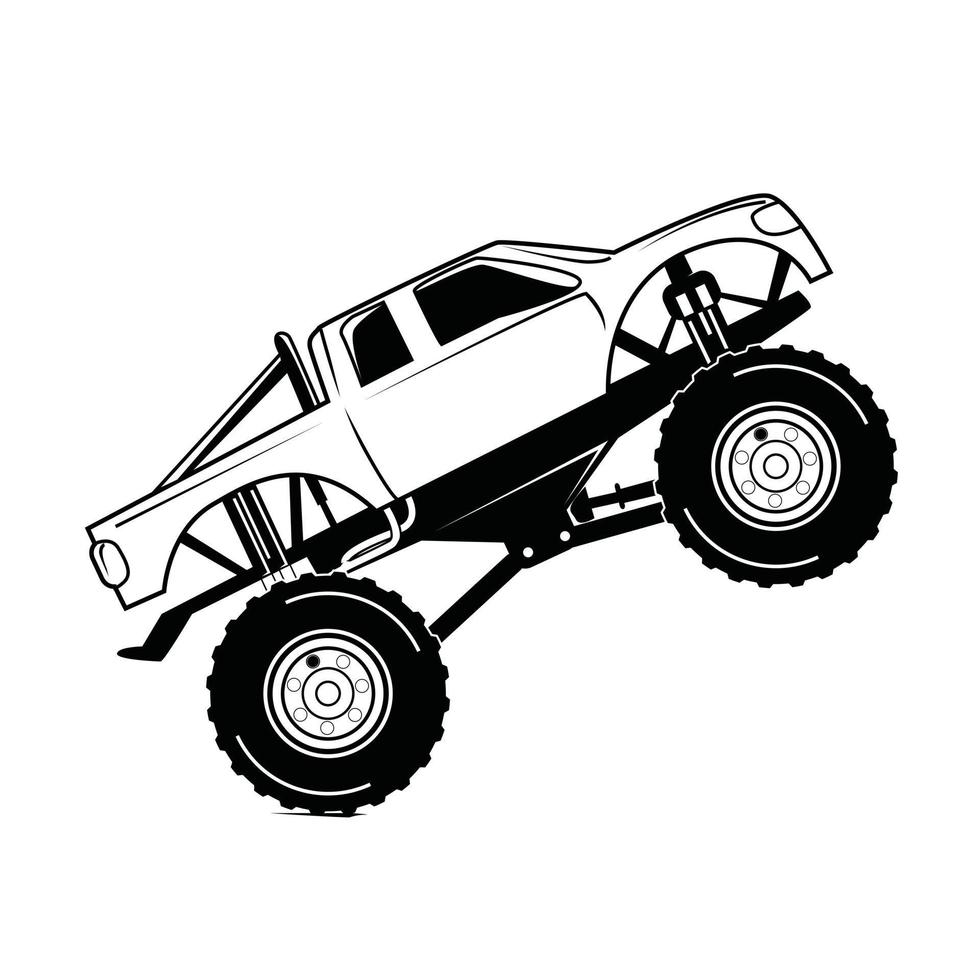 Bigfoot Car Black and White vector