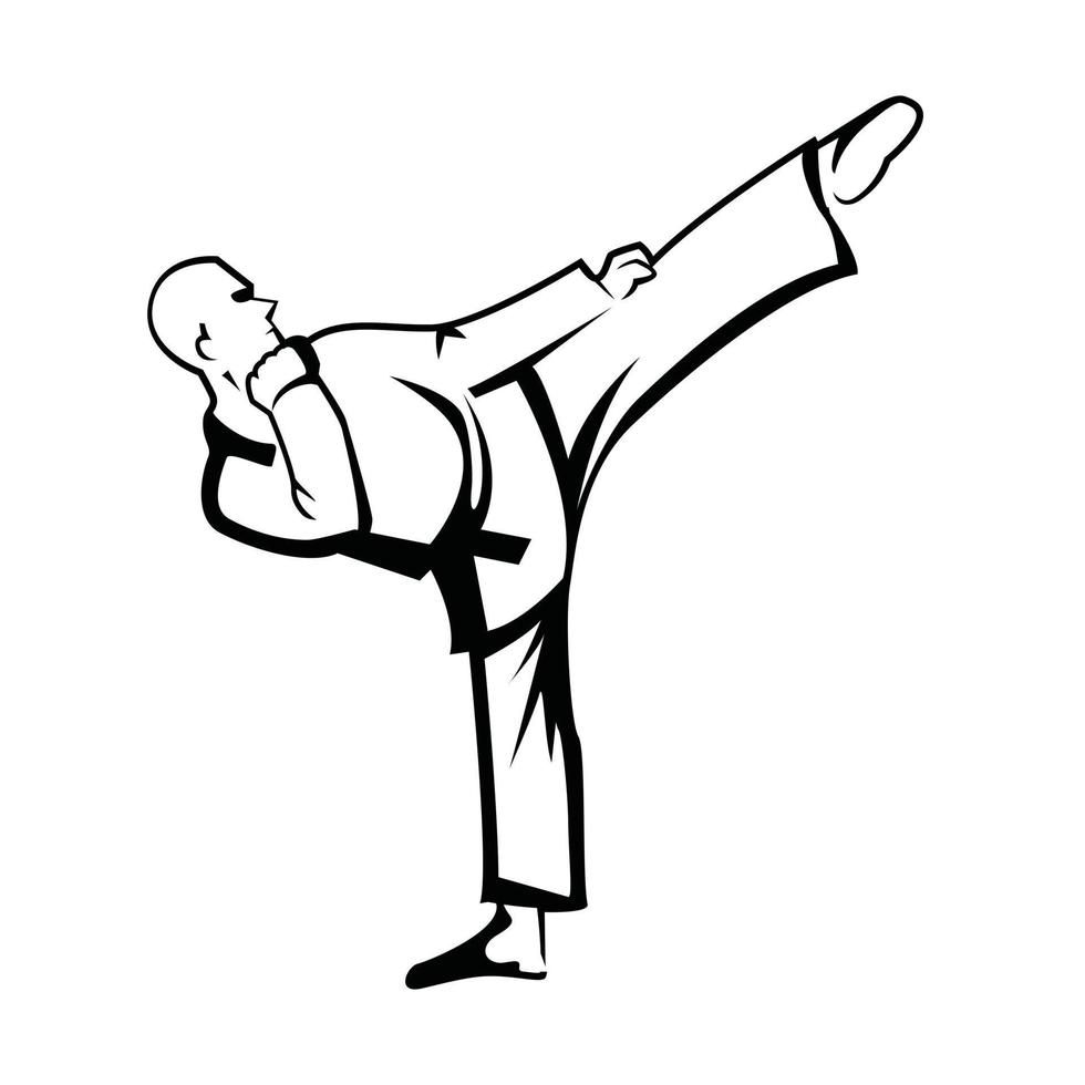 Karate Vector Black and White