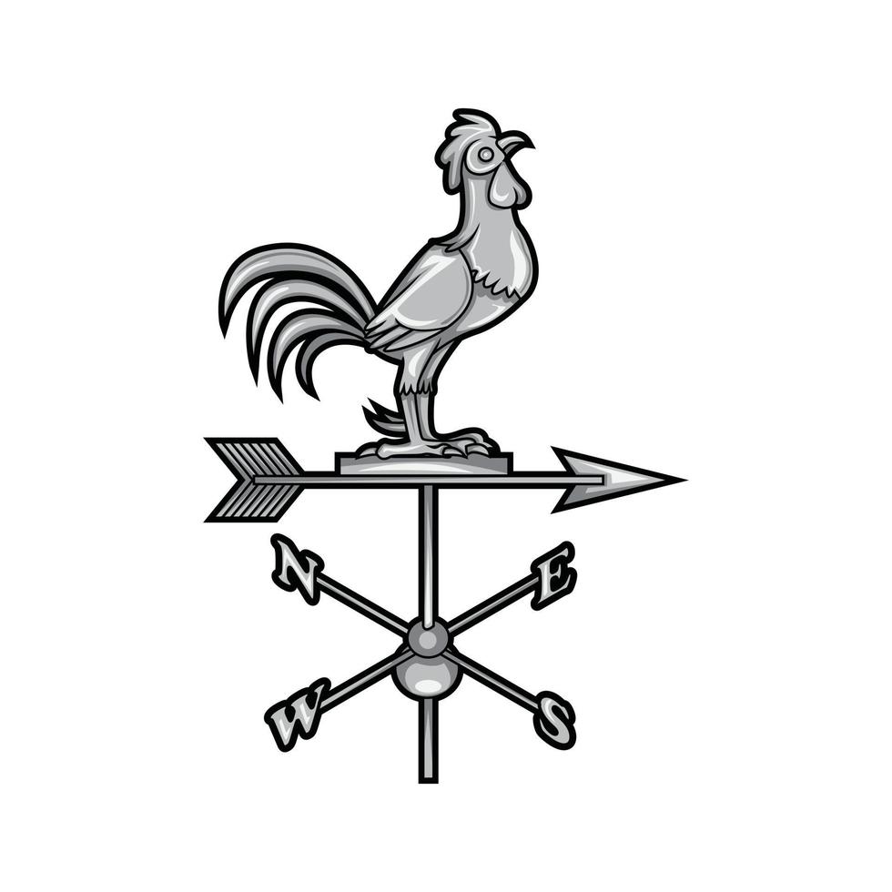 ilustración de viento de brújula de gallo vector