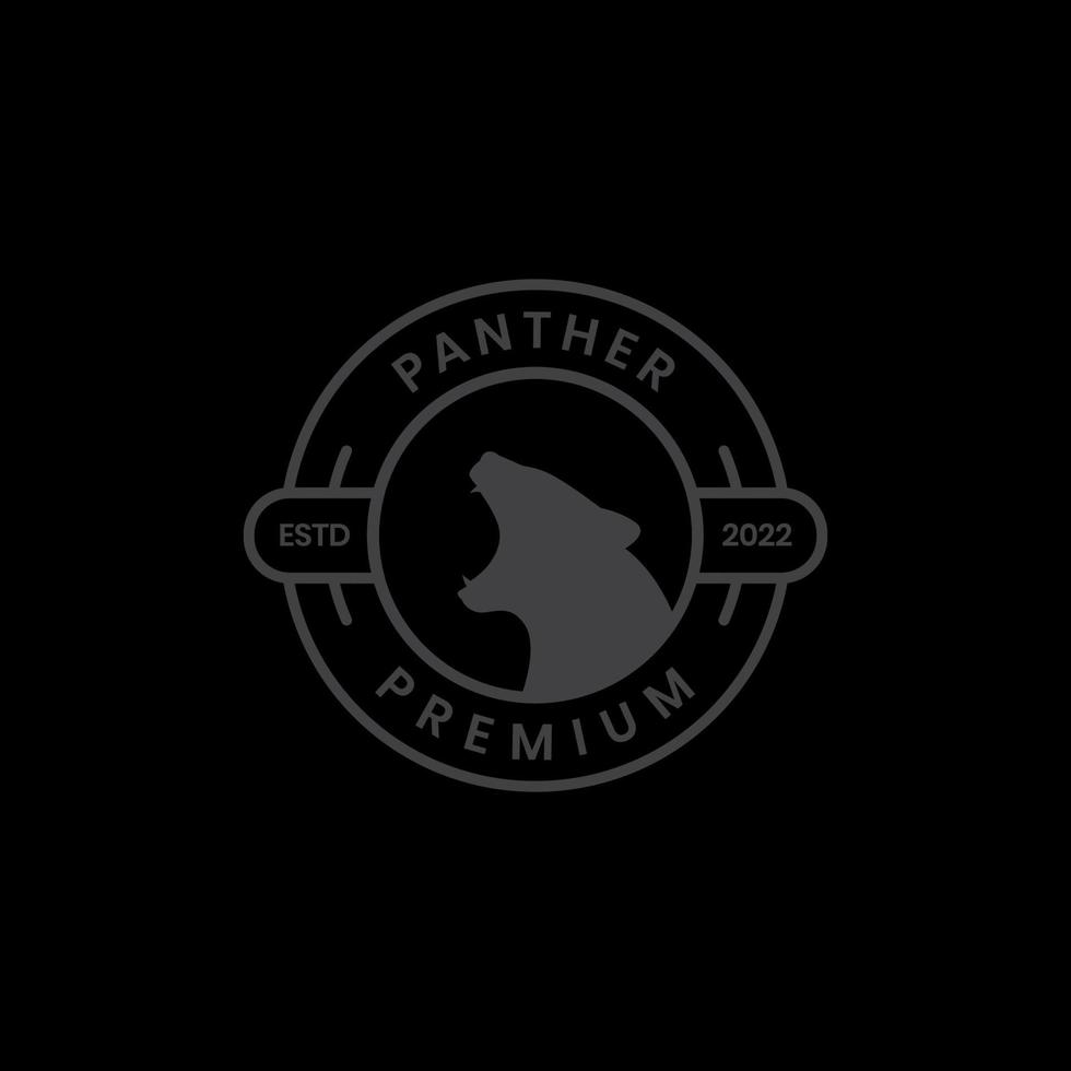 roaring panther head minimal badge logo design vector