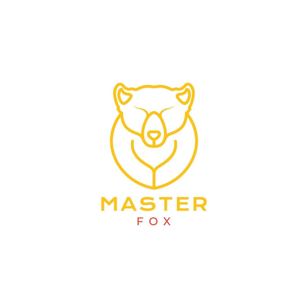 master fox lini minimal mascot logo design vector