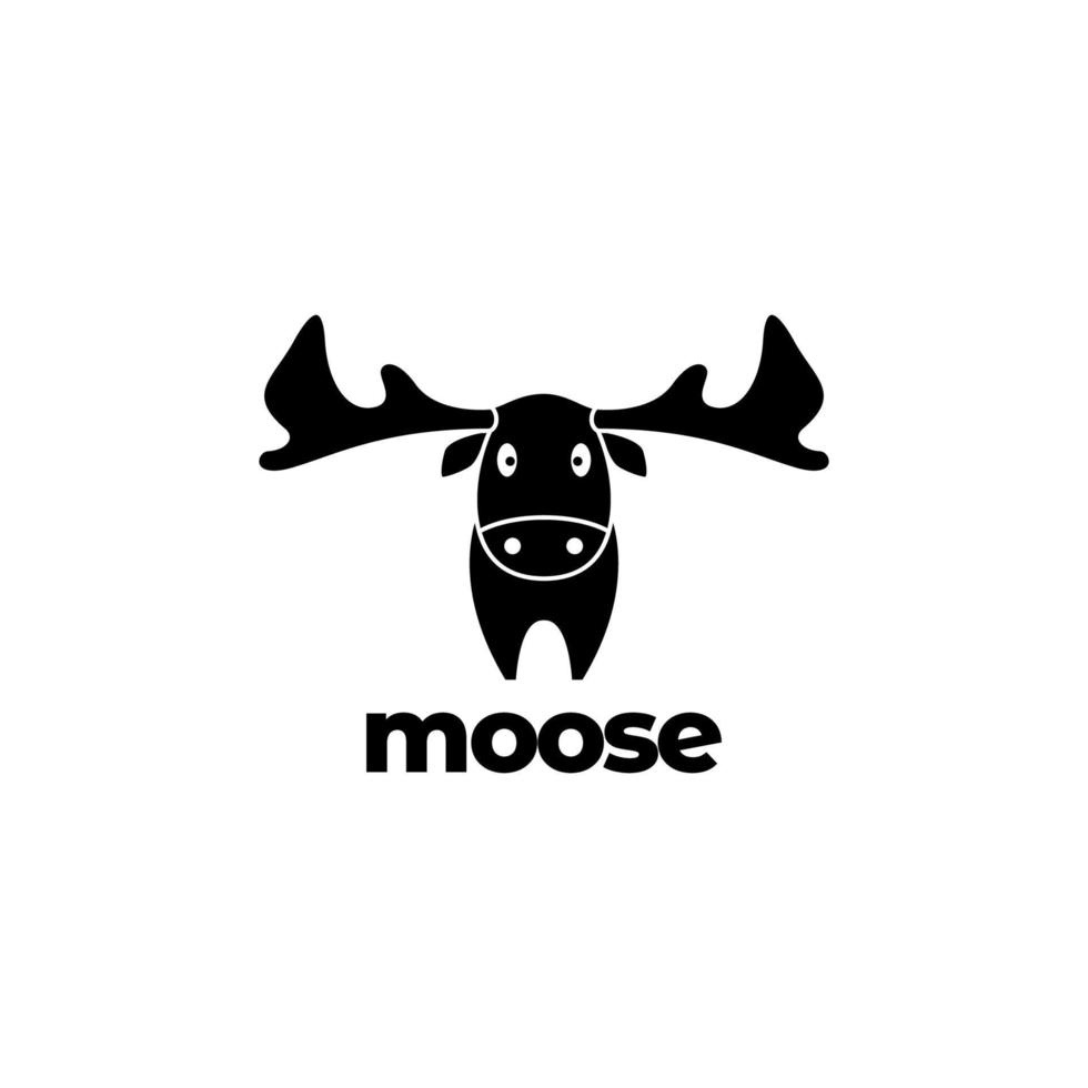 moose animal forest cute black mascot logo design vector