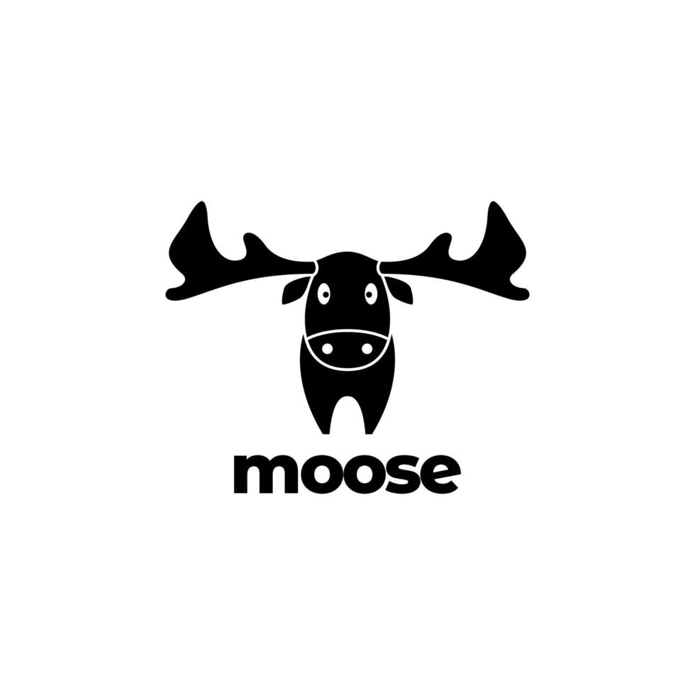 moose animal forest cute black mascot logo design vector