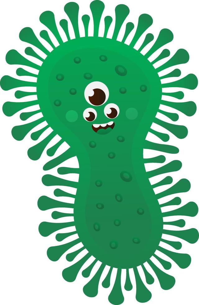 Childish virus illustration in cartoon style for poster design or print vector