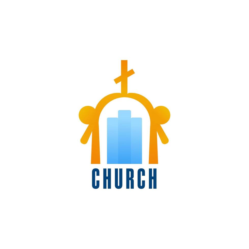 Religious logo with christian elements for branding, family forming symbol of church vector