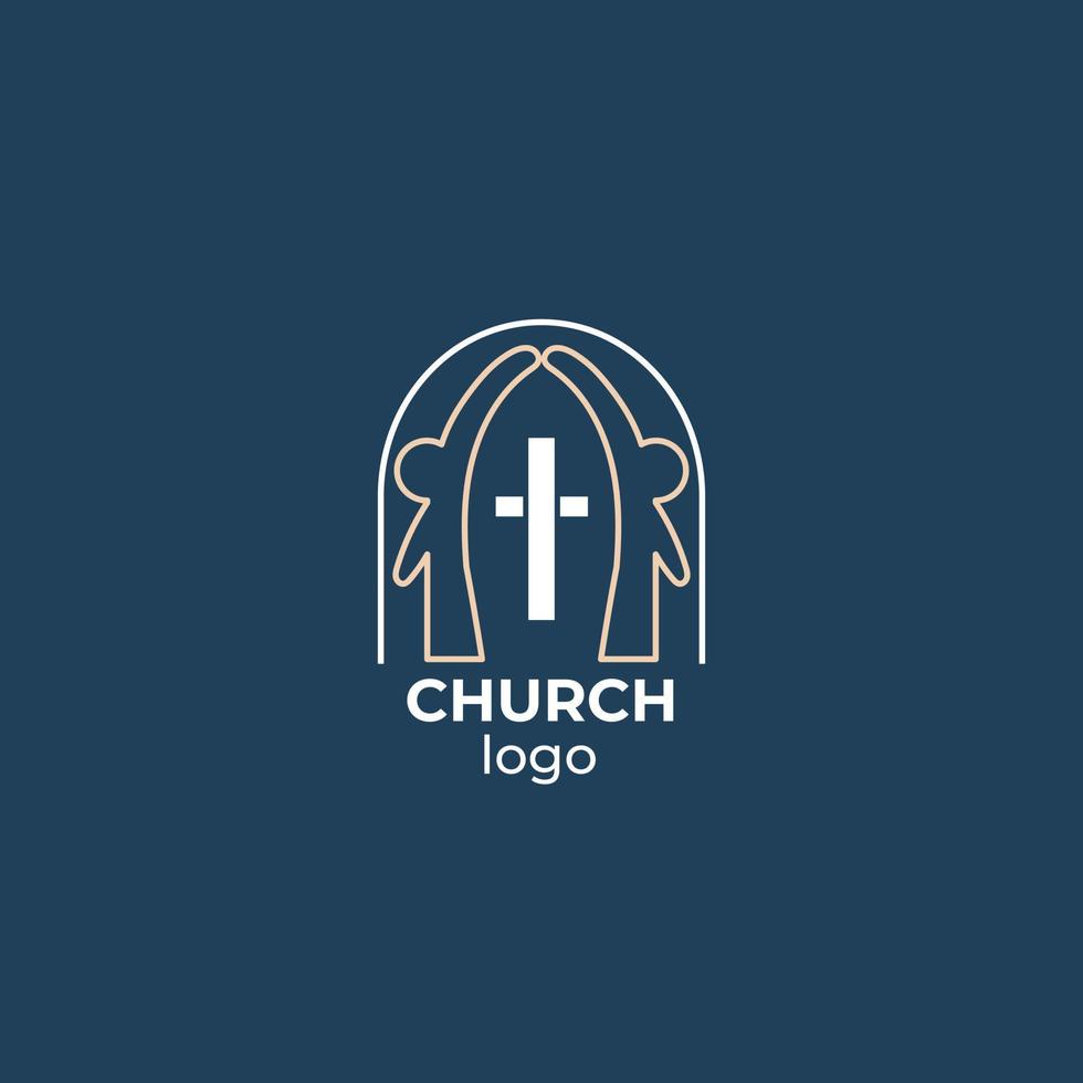 Religious community logo with christian elements for branding, friends forming symbol of church vector