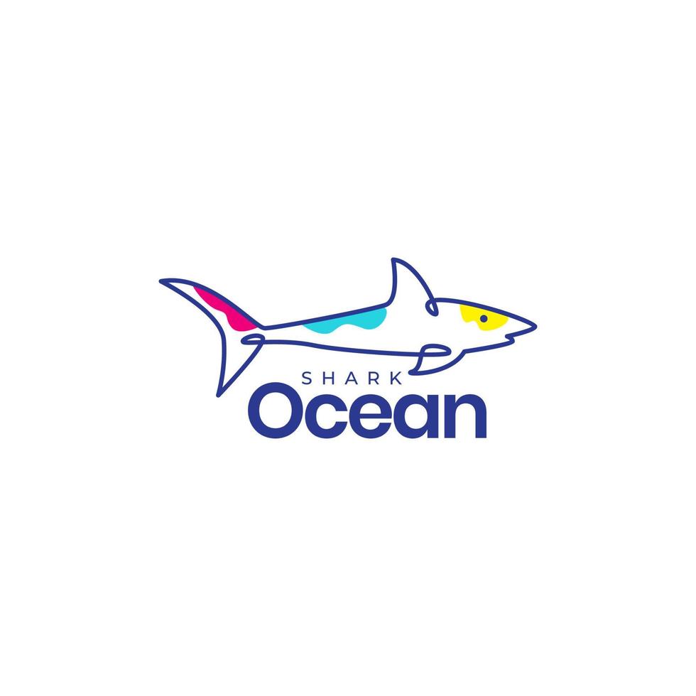 little shark lines art abstract logo design vector