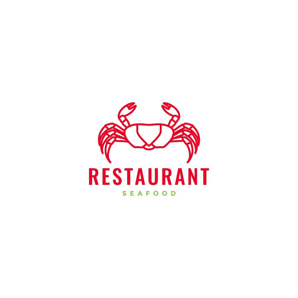 vector de diseño de logotipo moderno minimalista de línea de mariscos de cangrejo rojo
