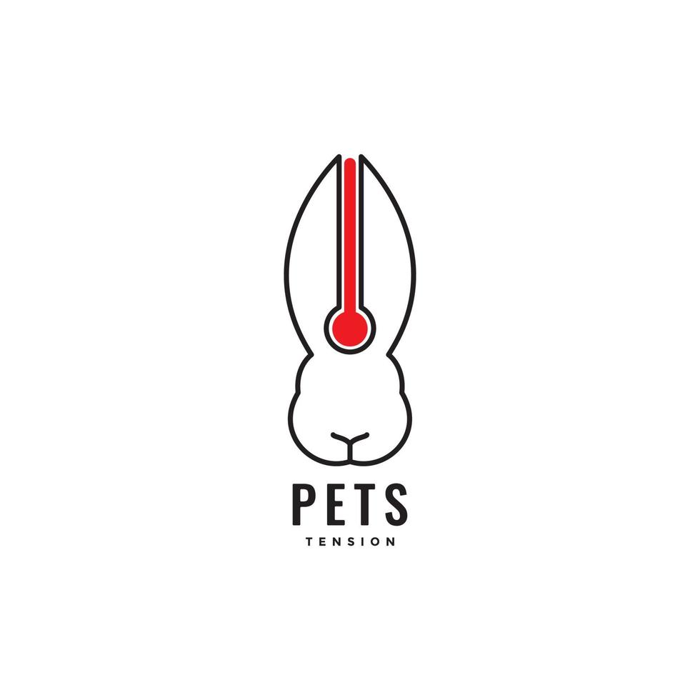 rabbit pets temperature health logo design vector