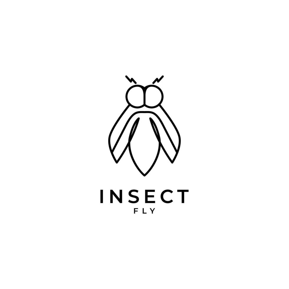 vector de diseño de logotipo minimalista de línea de mosca de insectos