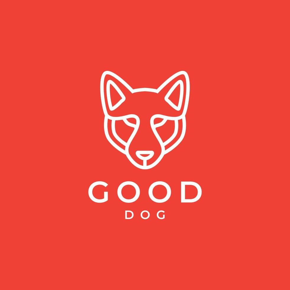 good dog head pets line modern minimalist logo design vector