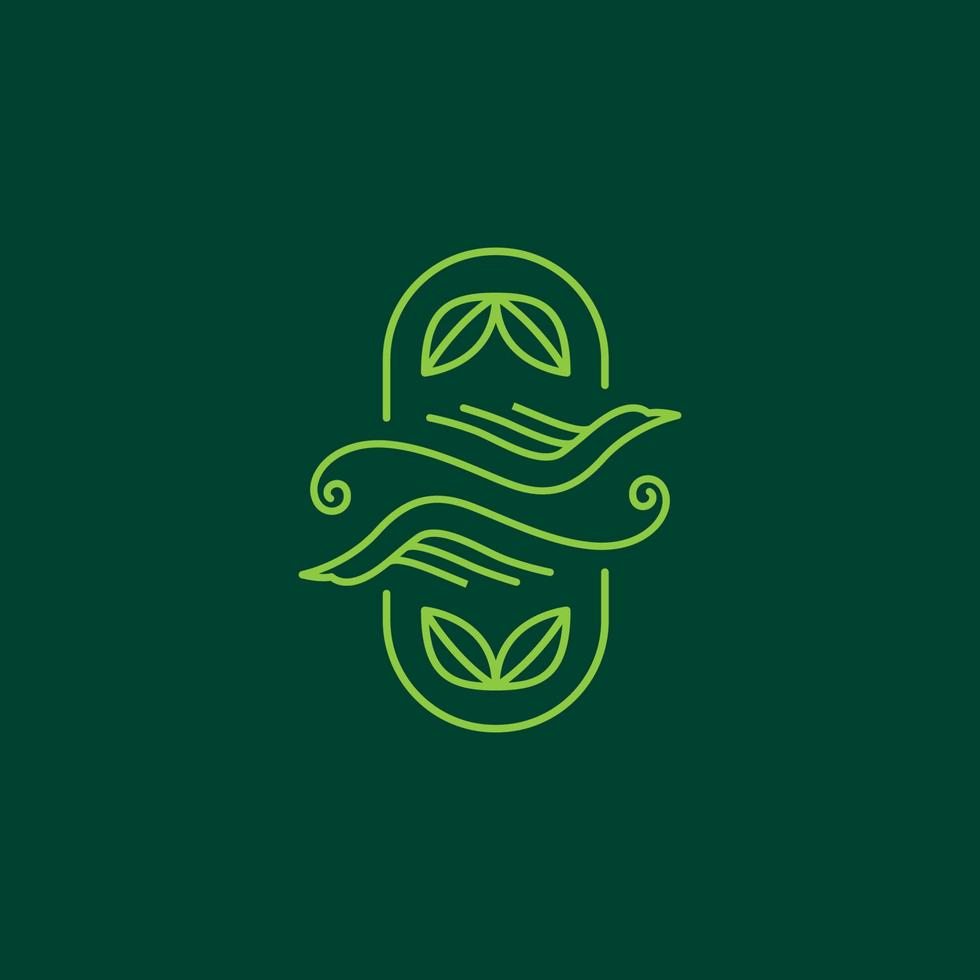 flying bird aesthetic exotic with leaf line modern logo design vector