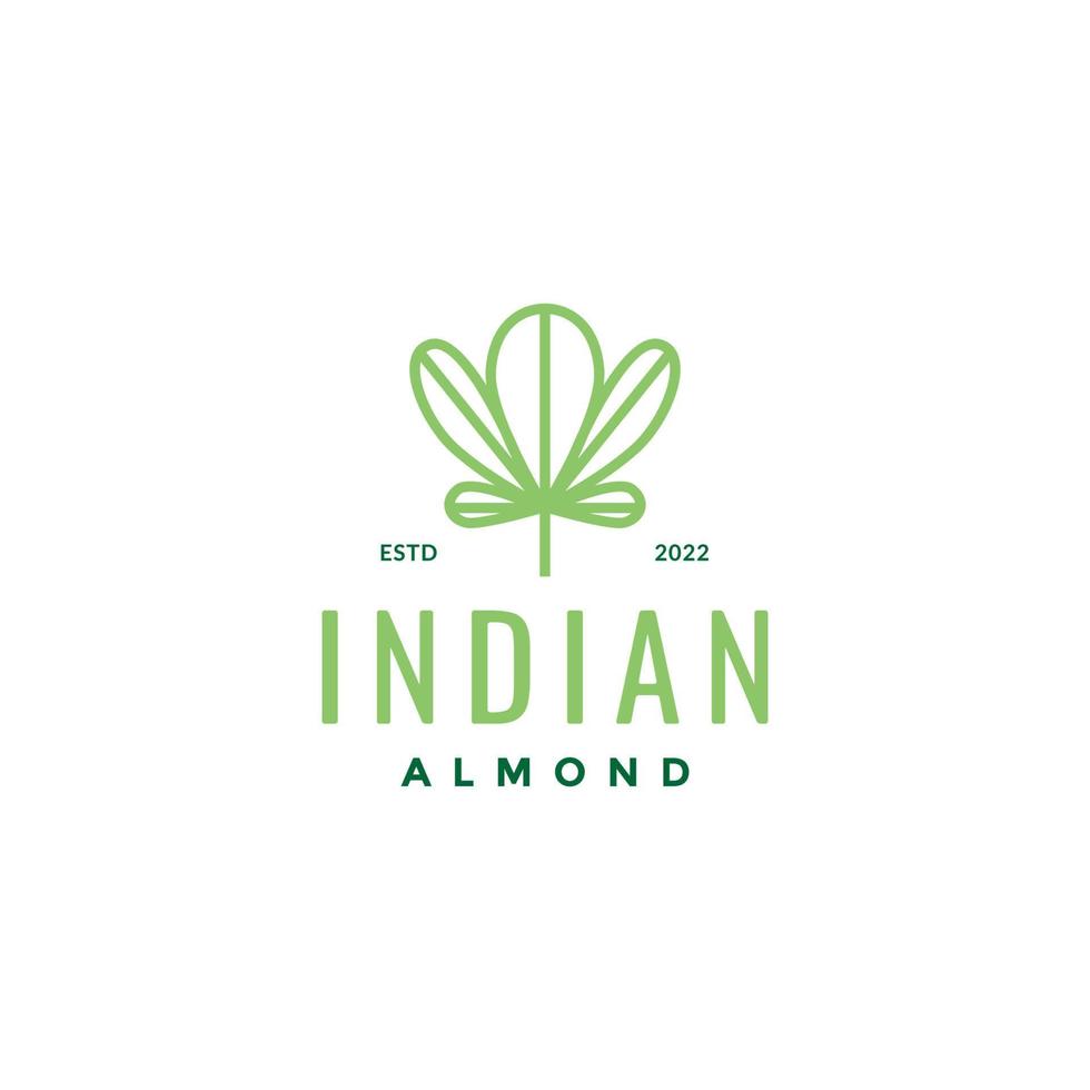 leaves indian almond line logo design vector