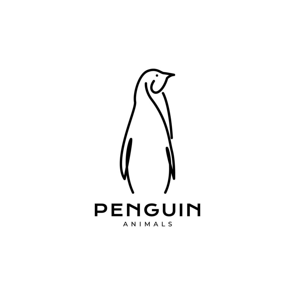 penguin minimal lines art logo design vector