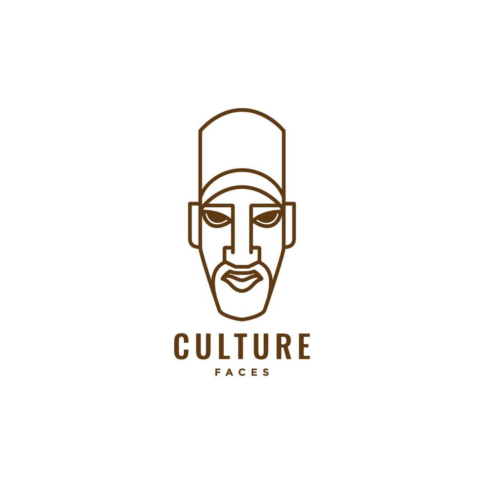 culture wood mask tribe rural line logo design vector