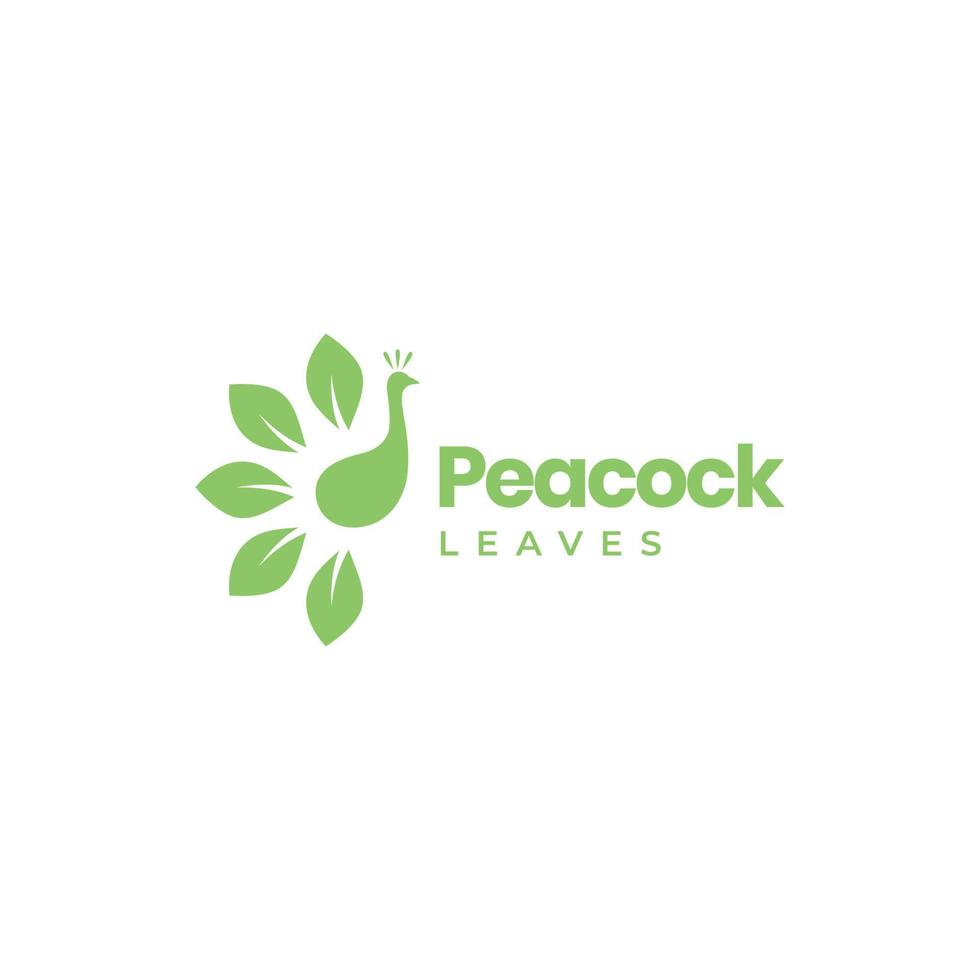 peacock with leaves tail modern logo design vector