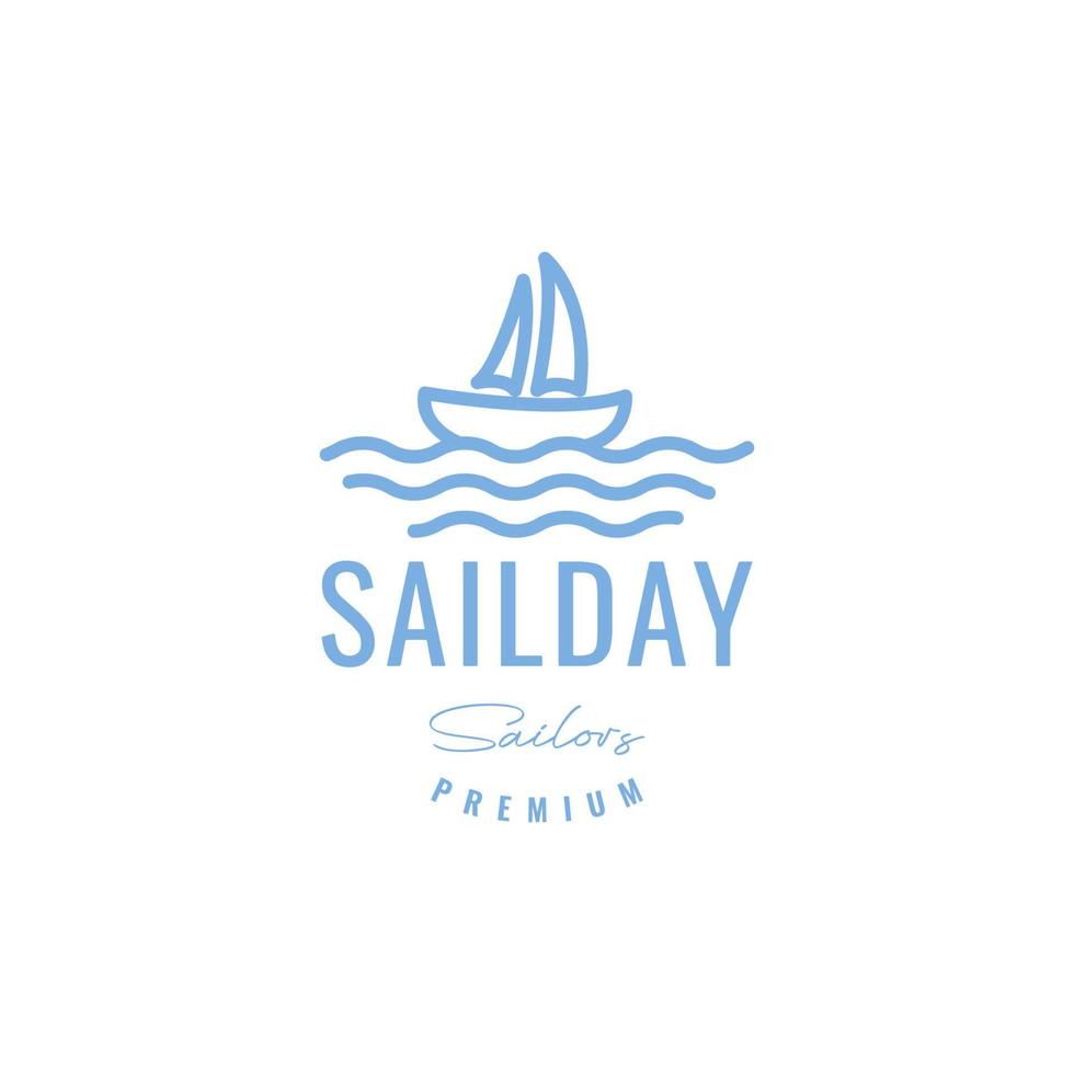 saill boat ocean minimal lines logo design vector