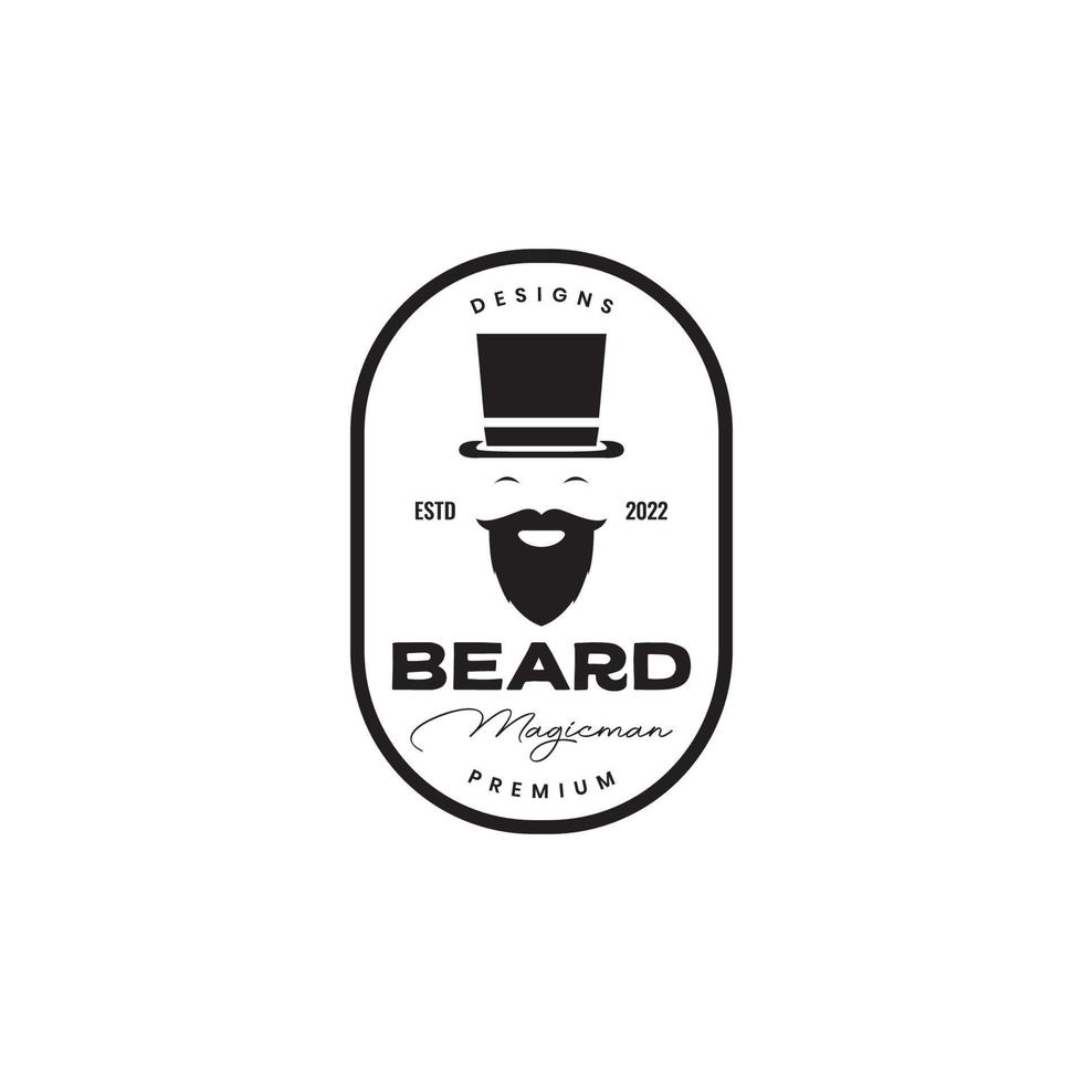 old man bearded magician badge logo design vector